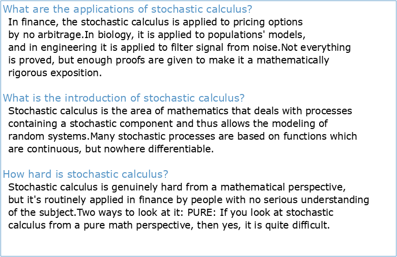 Stochastic Calculus: An Introduction with Applications