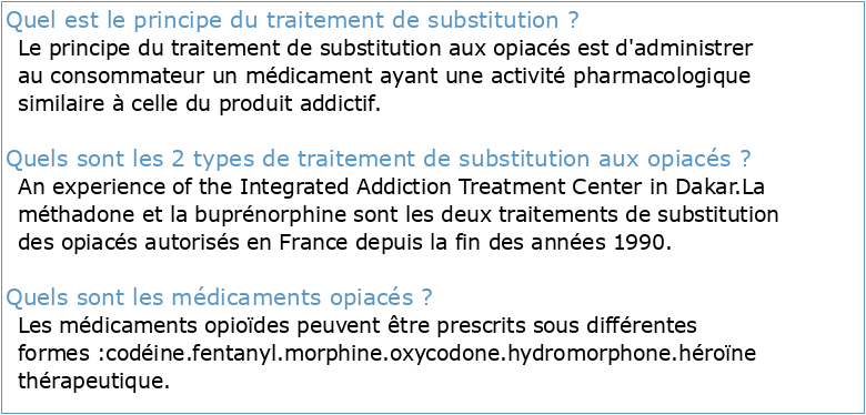 Les traitements de substitution aux opiacés: rôle et perception du