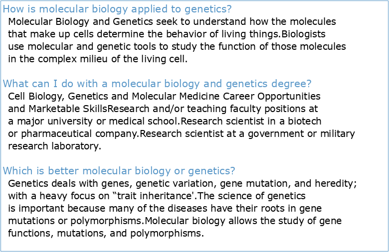 Molecular Biology and Applied Genetics