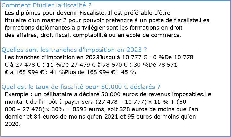 Brochure fiscalité française