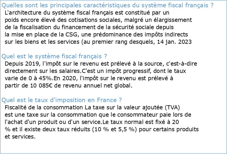 Le système fiscal français face aux réformes