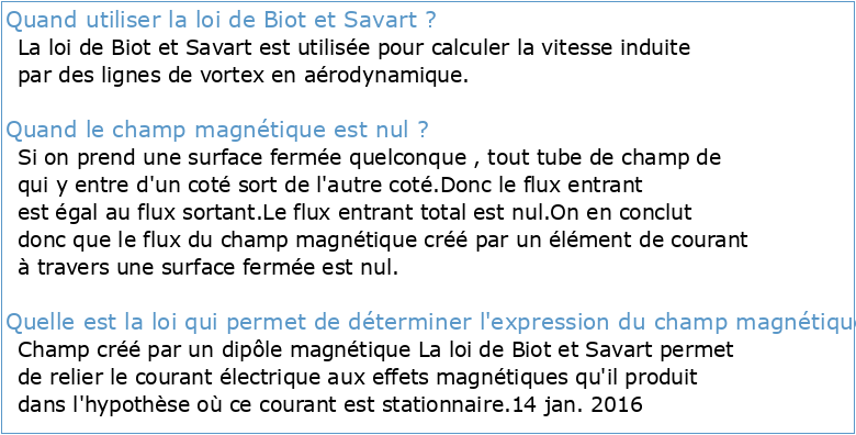 La loi de Biot-Savart et le champ magnétique d'un fil rectiligne fini