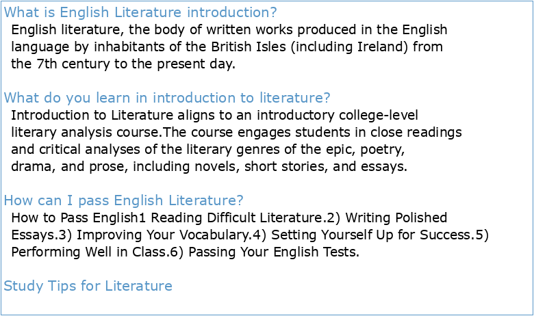 English 200: Introduction to Literature