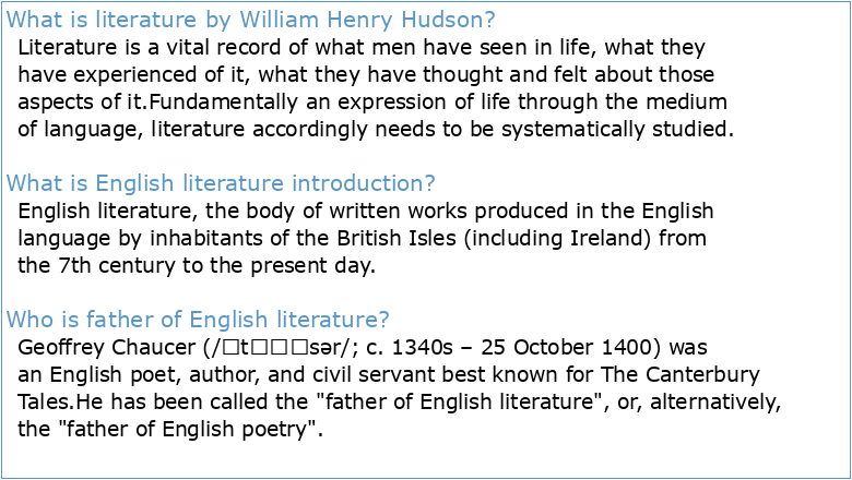 AN INTRODUCTION TO THE ENGLISH LITERATURE BY WILLIAM