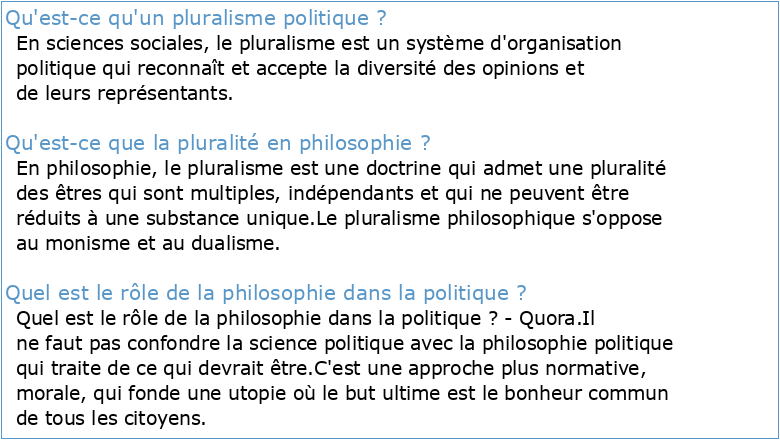 Pluralisme et délibération Enjeux en philosophie politique