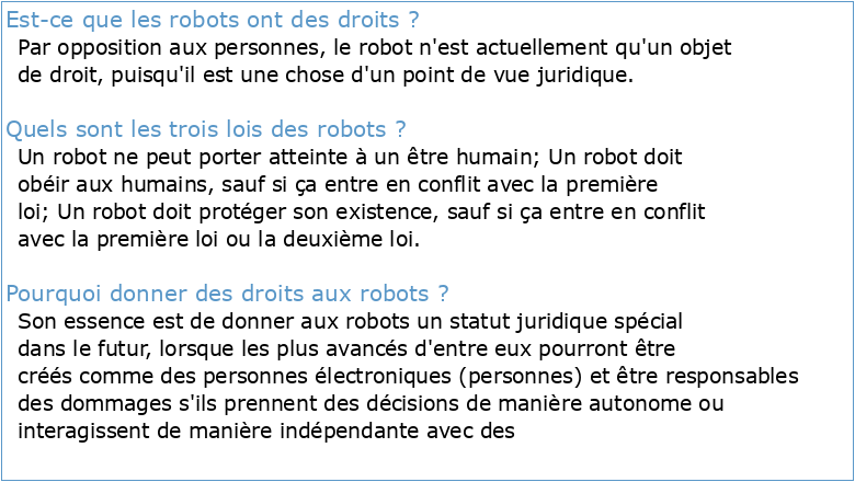 DROIT DE LA ROBOTIQUE OU DROIT DES ROBOTS ?