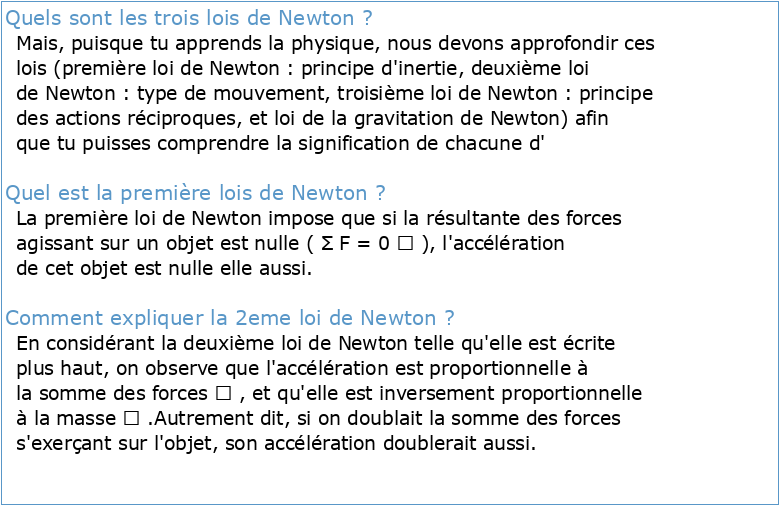 Les lois de Newton