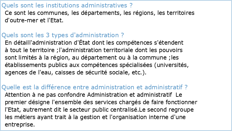 L'administration et les institutions administratives