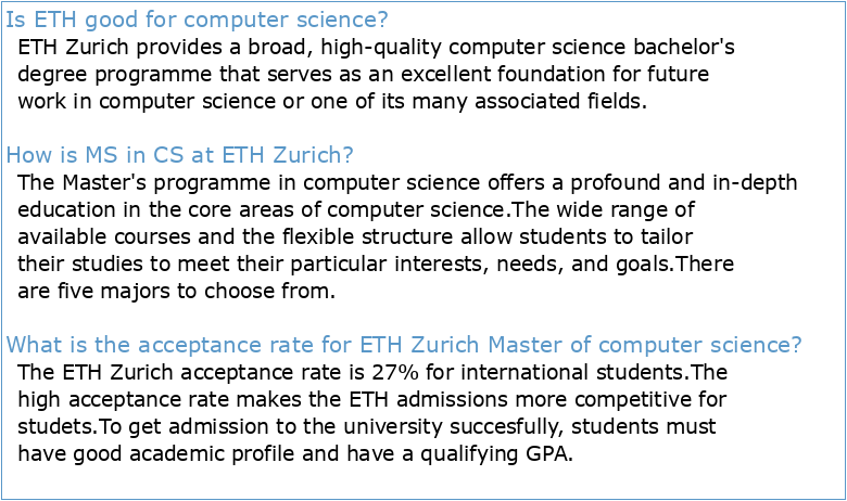 Computer Science Master of Science ETH