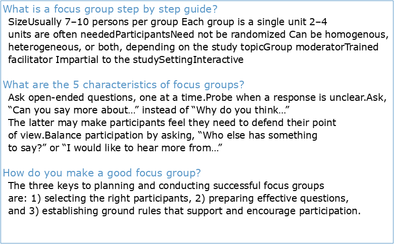 Focus groups guidelines