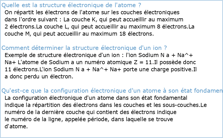 Chapitre 1 : Structure électronique de l'atome I Rappels
