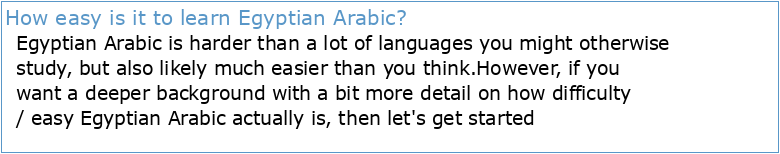 Introduction to Arabic: Egyptian Arabic for first-year students