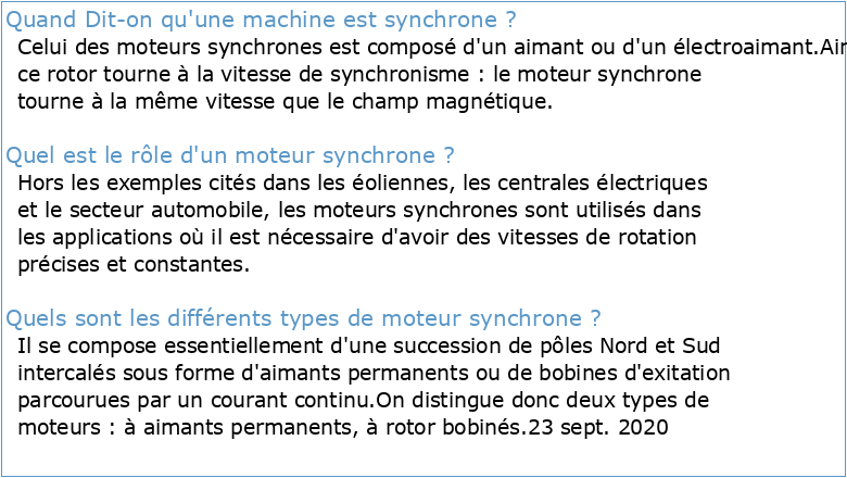 Machines synchrones