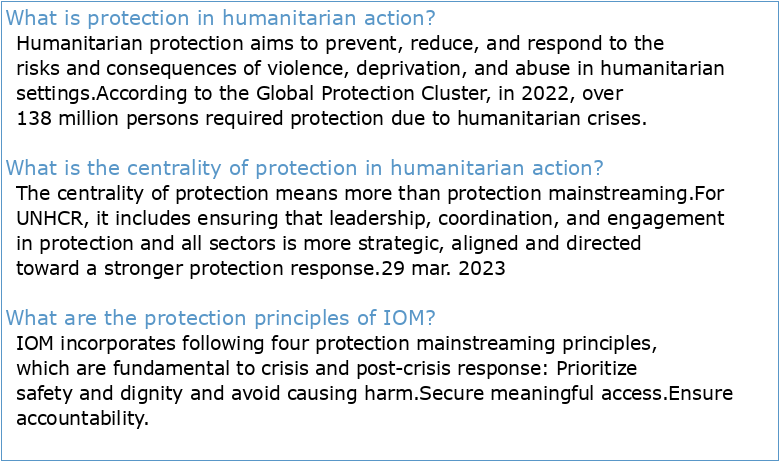 PROTECTION IN HUMANITARIAN ACTION (PiHA)