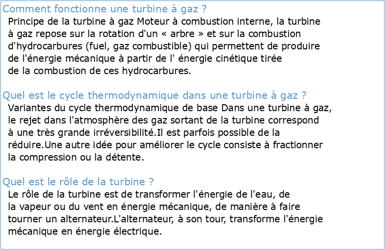 Partie I Généralités sur les turbines à gaz