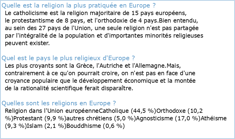 Droit et religions Etats membres de lUnion européenne