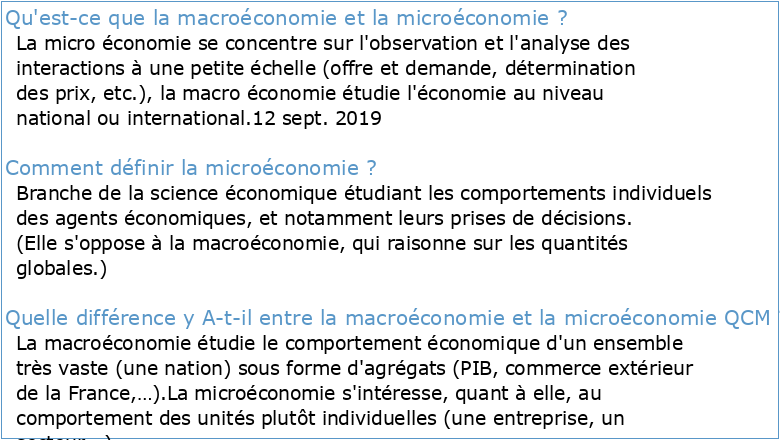 Introduction Que sont la microéconomie et la macroéconomie