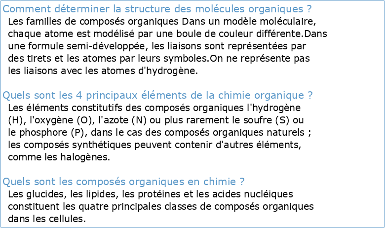 Structure des composés organiques