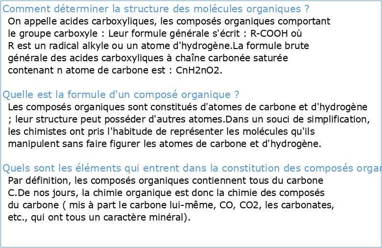 Chapitre 8 : Structure des composés organiques