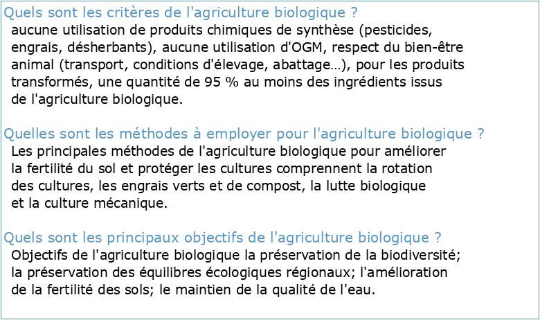 GUIDE DES EXIGENCES EN AGRICULTURE BIOLOGIQUE