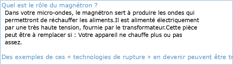 Innovation et ruptures technologiques L'exemple du magnétron