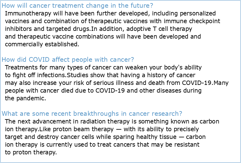 CANCER RESEARCH AND CARE IN THE FUTURE POST-COVID