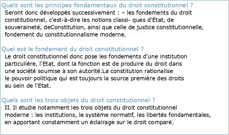 DROIT CONSTITUTIONNEL : PRINCIPES FONDAMENTAUX