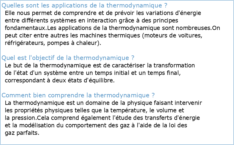Chapitre 9 :Application des principes de la thermodynamique à l