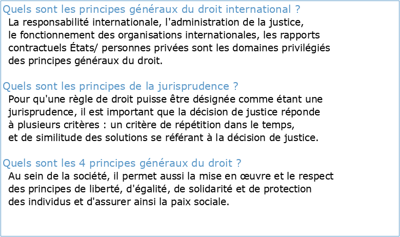 Les principes généraux dans la jurisprudence internationale