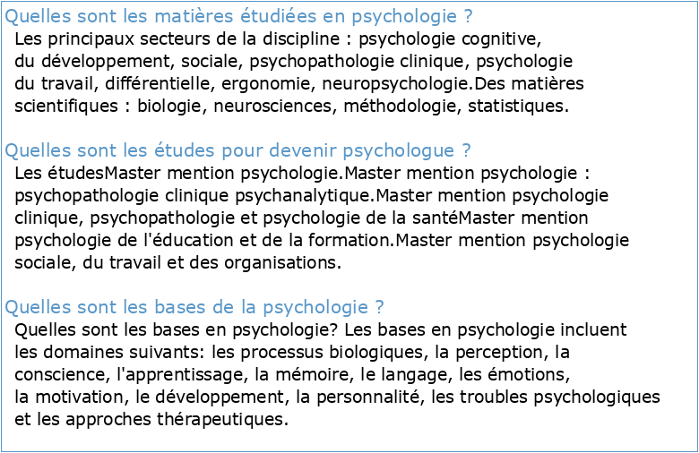 Guide des études de Psychologie