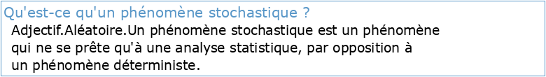 Modélisation stochastique (Stochastic Modelling)