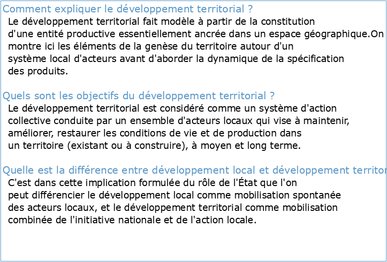 Dossier: Développement et structures territoriales