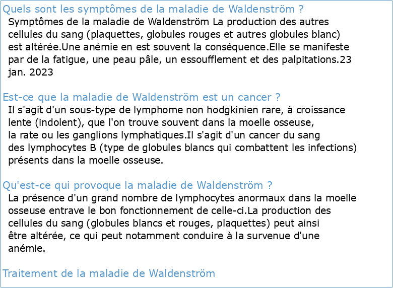 La maladie de Waldenström