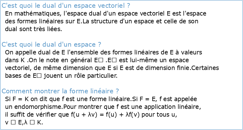 Dual d'un espace vectoriel et formes linéaires