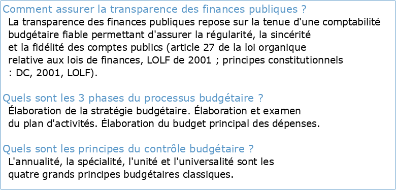 La transparence budgétaire