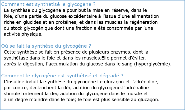 Synthèse du glycogène