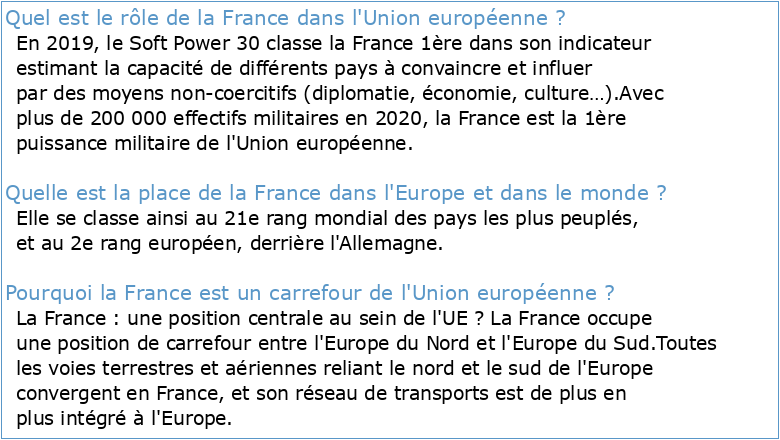 Thème 3 La France et l'Union européenne