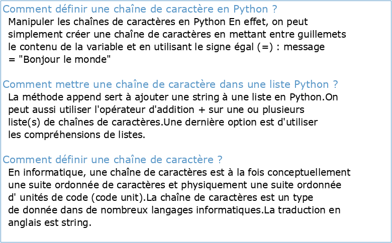 Algorithmique Python Les chaînes de caractères