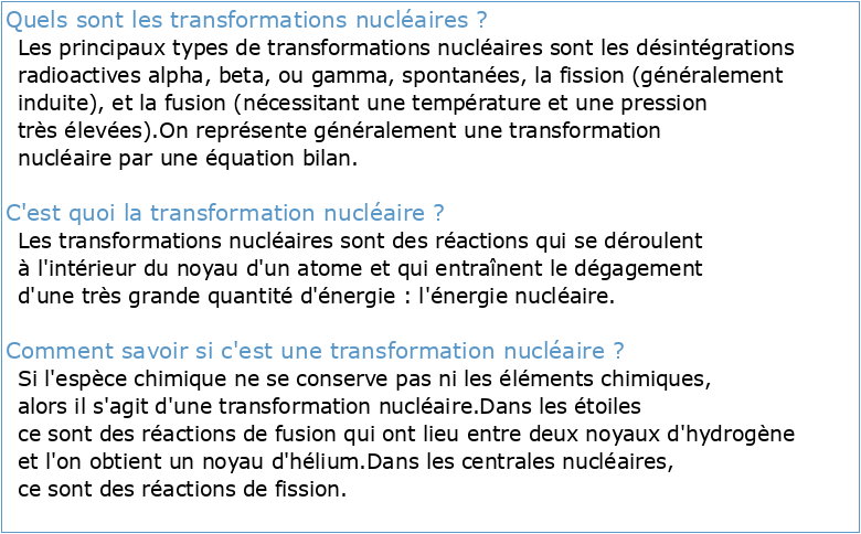 Transformations nucléaires