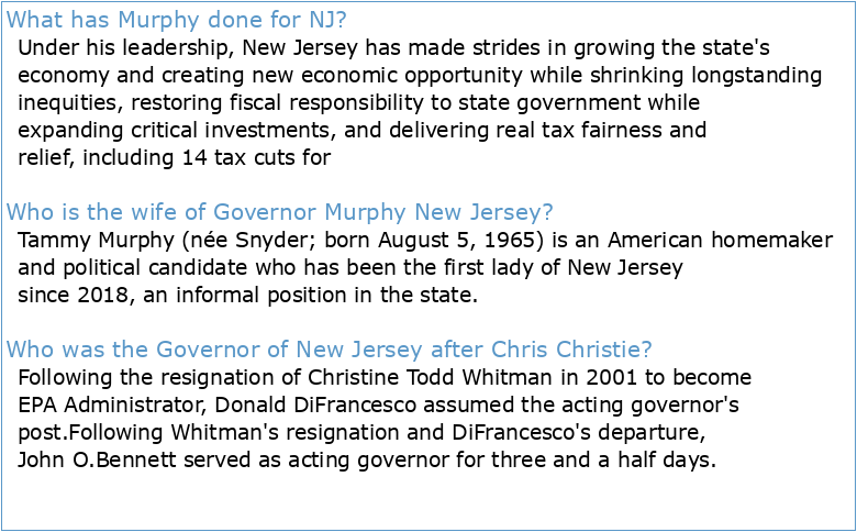 PHILIP D MURPHY Governor State of New Jersey Commissioner