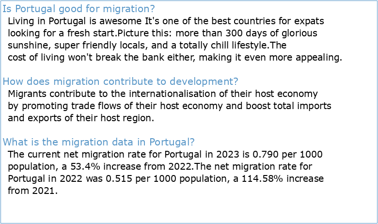MIGRATION AND DEVELOPMENT IN PORTUGAL