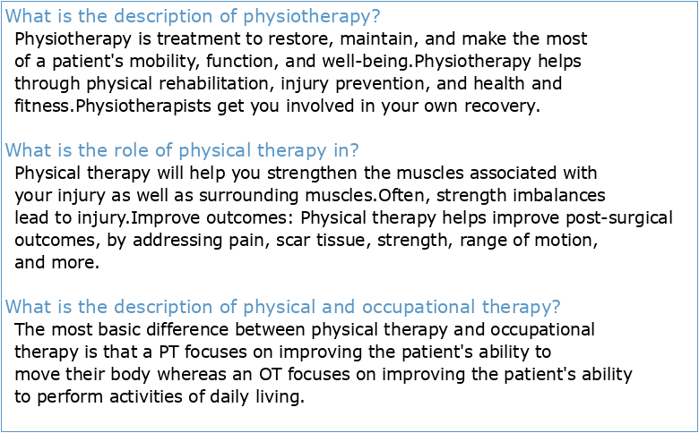 Description of Physical Therapy