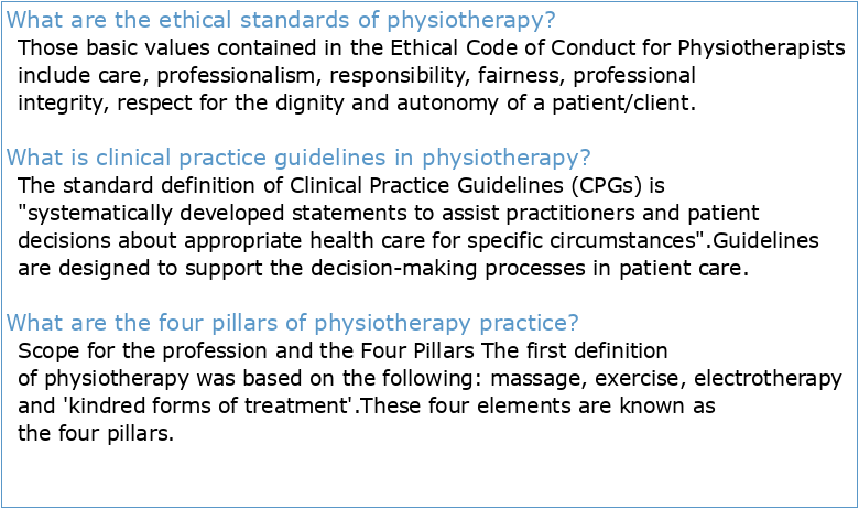 Standards for Physiotherapy Practices
