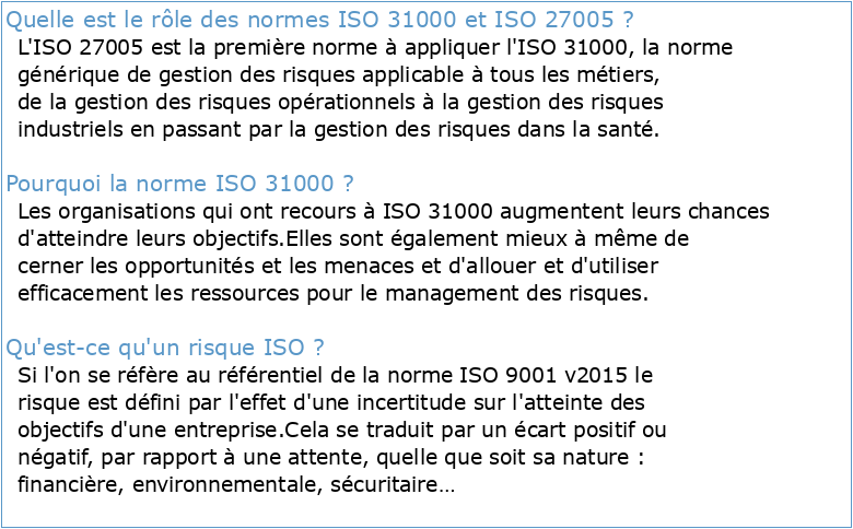 ISO 31000 – Management du risque