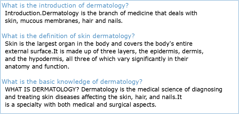 Introduction to the Skin and Dermatology