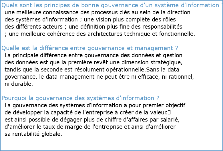 Management & Gouvernance des Systèmes d'Information