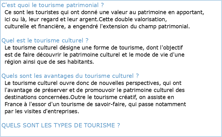 Tourisme Culturel et Patrimonial