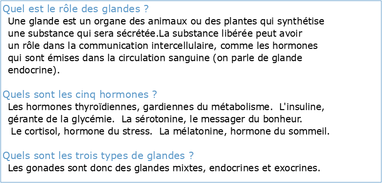 Les hormones et les glandes
