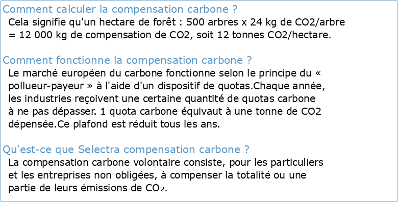 52 De la compensation du carbone