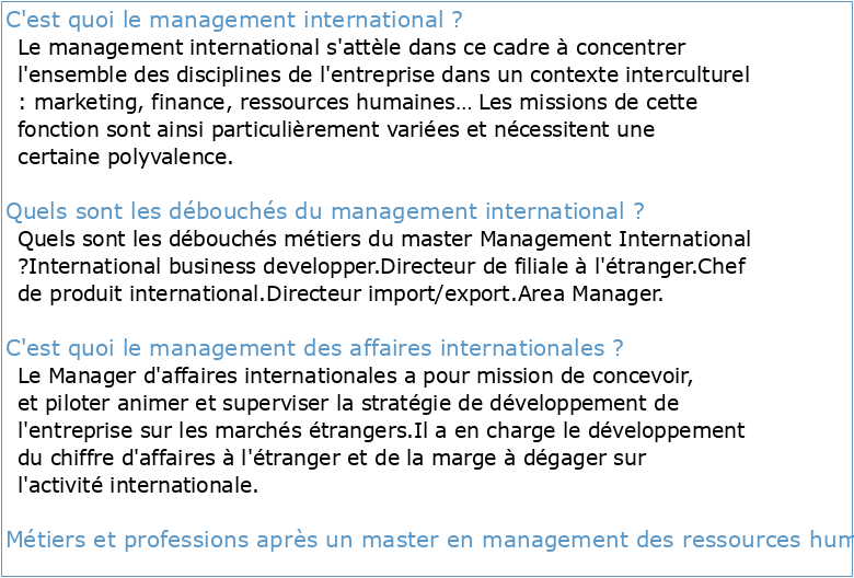 MANAGEMENT INTERNATIONAL DES PME